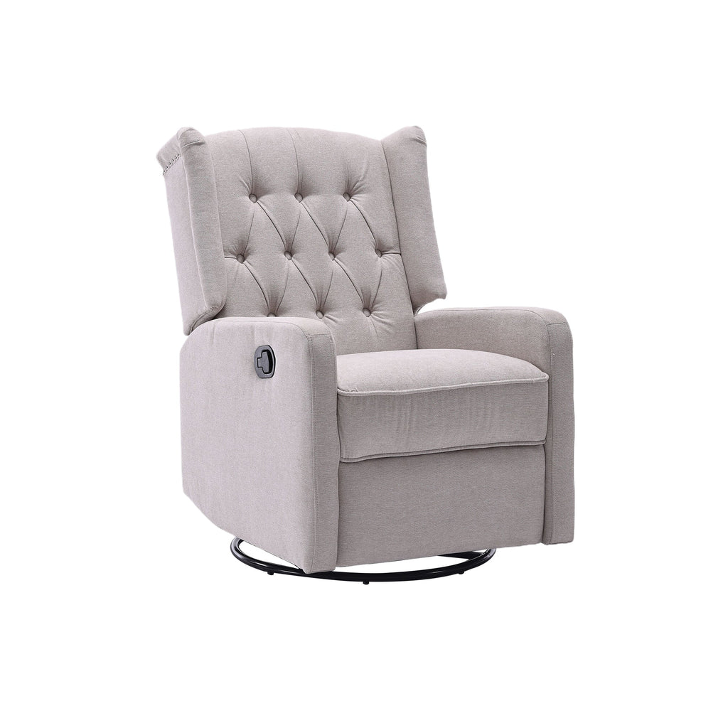 COOLMORE Rocking Recliner Chair,360 Degree Swivel Nursery Rocking Chair,Glider Chair,Modern Small Rocking Swivel Recliner Chair for Bedroom,Living Room Chair Home Theater Seat (Beige)