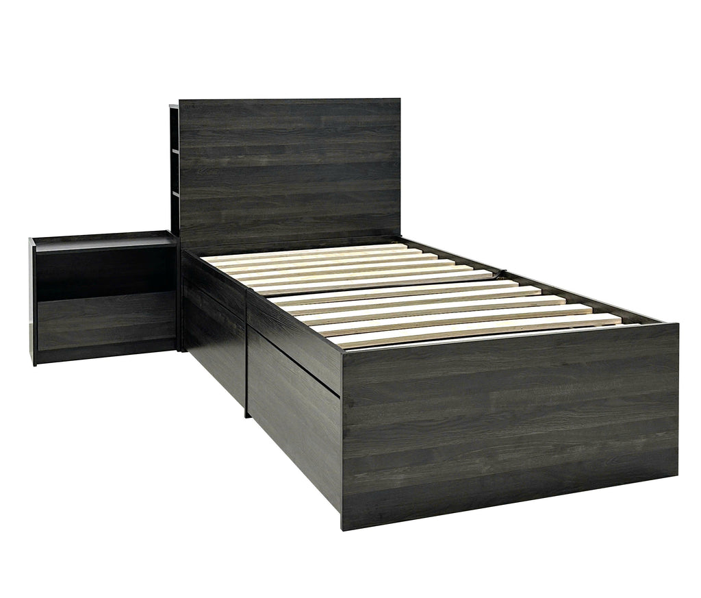 Robin Twin Storage Bed with 1 Nightstand in Dark Gray