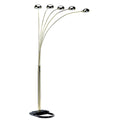 84' Tall Metal Floor Lamp with Polished Brass finish and 5 adjustable Arch Arms
