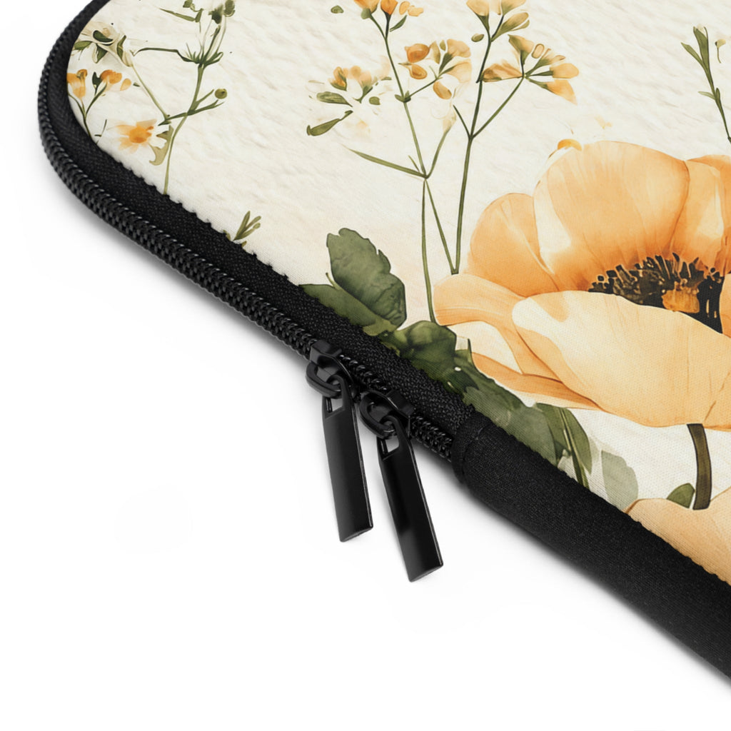 Mustard Poppy Laptop Sleeve | Golden Bee and Bloom Botanical Tech Cover