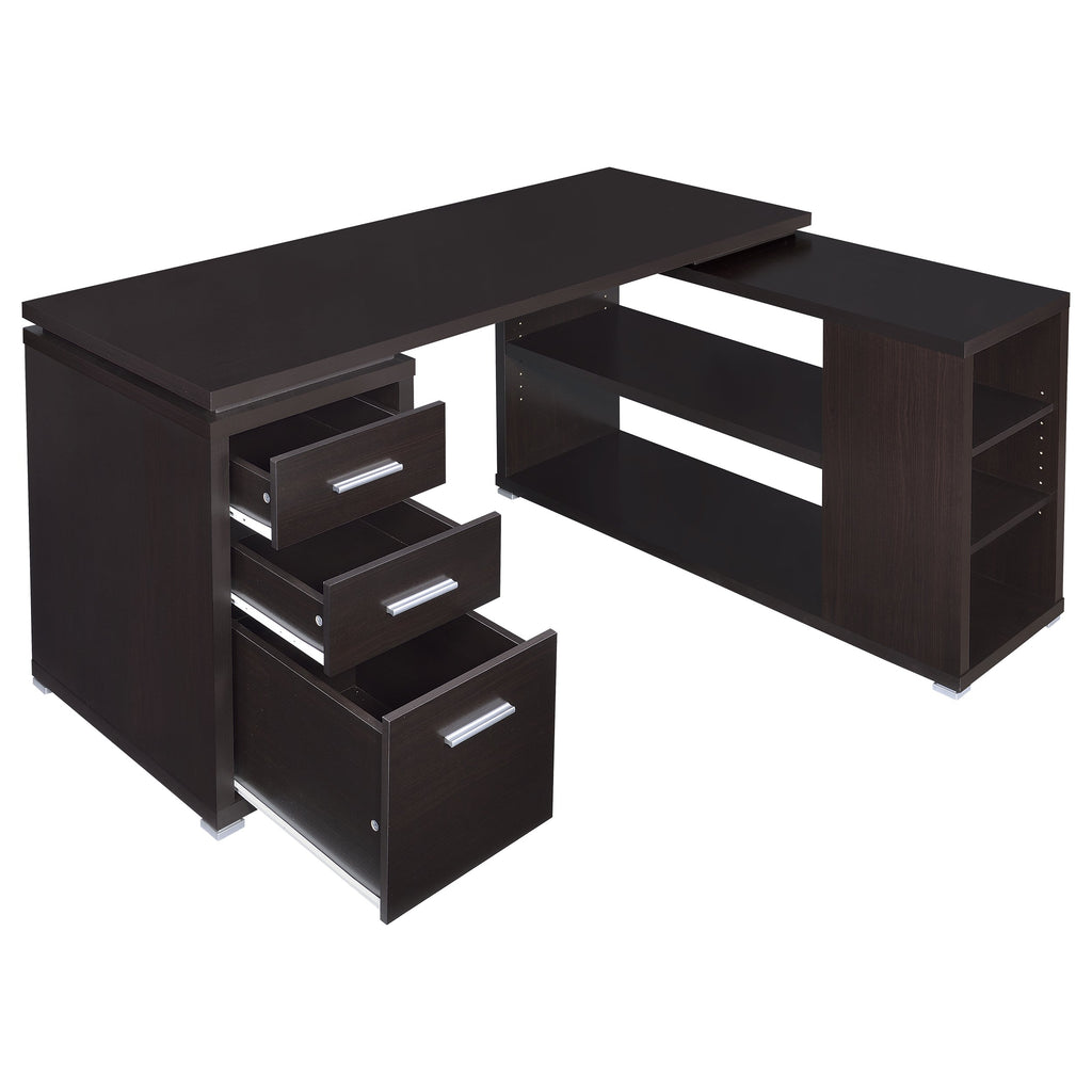 Tona Cappuccino 3-Drawer L-shape Computer Desk