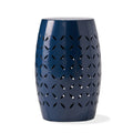 12' Outdoor Lace-Cut Side Table, Navy Blue