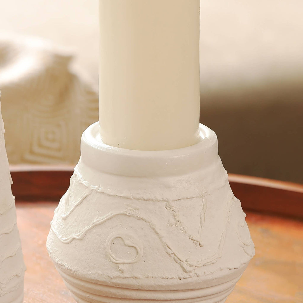 Organic Pattern Terracotta Candle Holder 5.2x5.2x5.5'' Rustic Candle Stand for Ambient Lighting