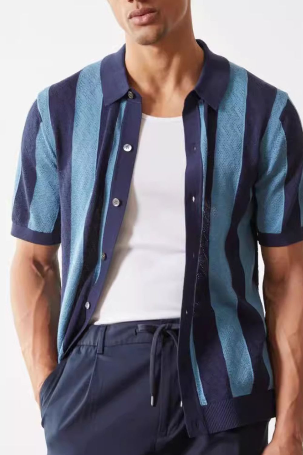 Striped Button Down Short Sleeve Shirt