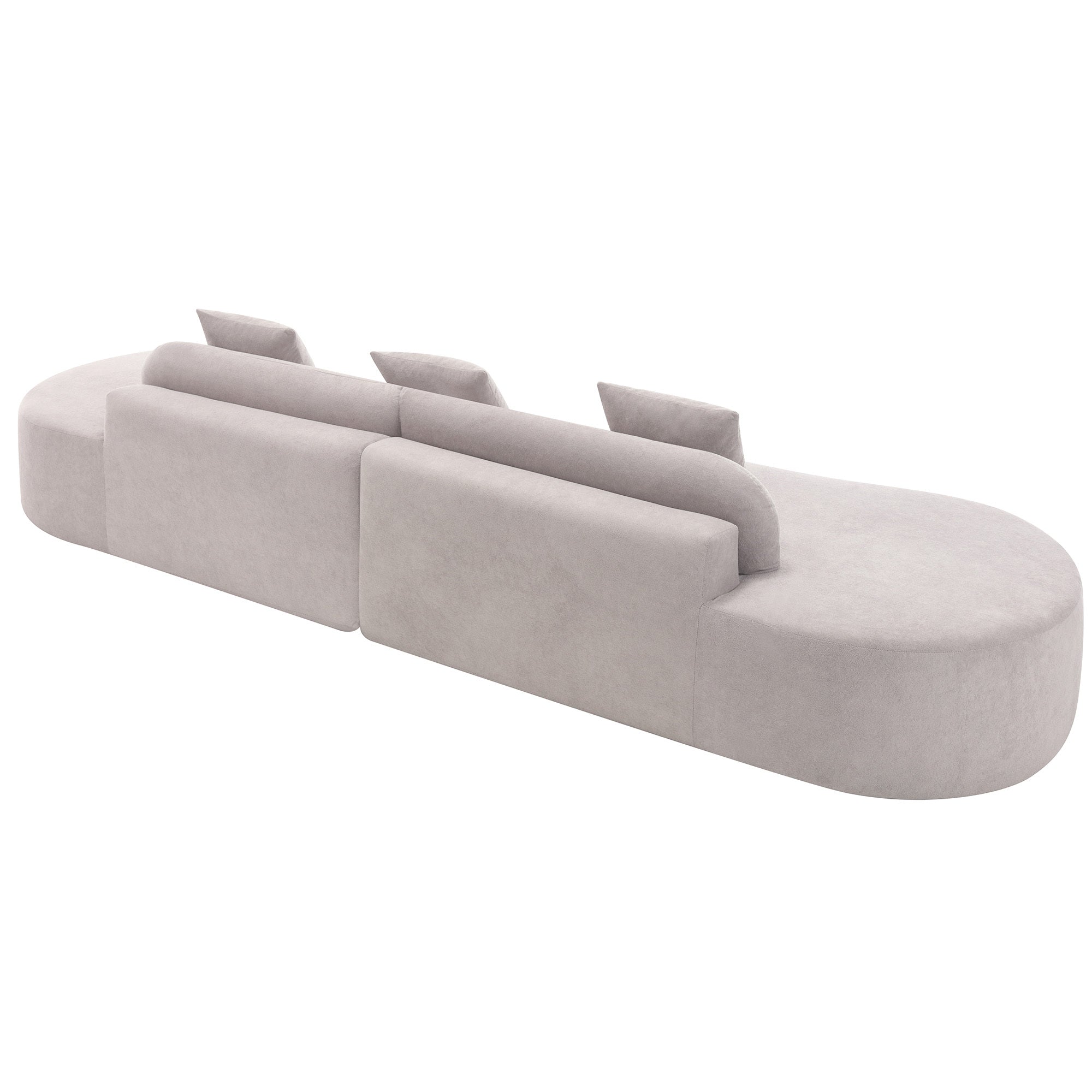 Modern curved combination sofa, terrycloth fabric sofa, minimalist sofa in living room, apartment, no assembly required, three  pillows,Gray