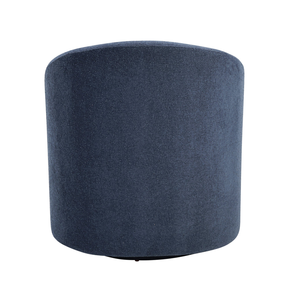 Blue Boucle Swivel Barrel Chair 1pc Solid Wood Durable Contemporary Living Room Furniture Luxurious Accent Seating