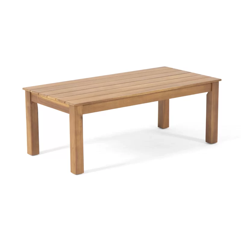 Temecula Outdoor Acacia Wood 4-Seater Chat Set_Loveseat&Coffee Table&2 Club Chairs - Brown Patina Finish + Cream Cushion
