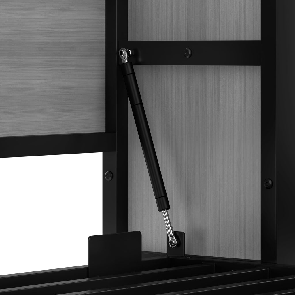 Twin and Twin Murphy Bed, Metal Foldable Murphy Bed with Wardrobe, Shelves and Power Outlets, 2 in 1 Design, Space-saving, Gray
