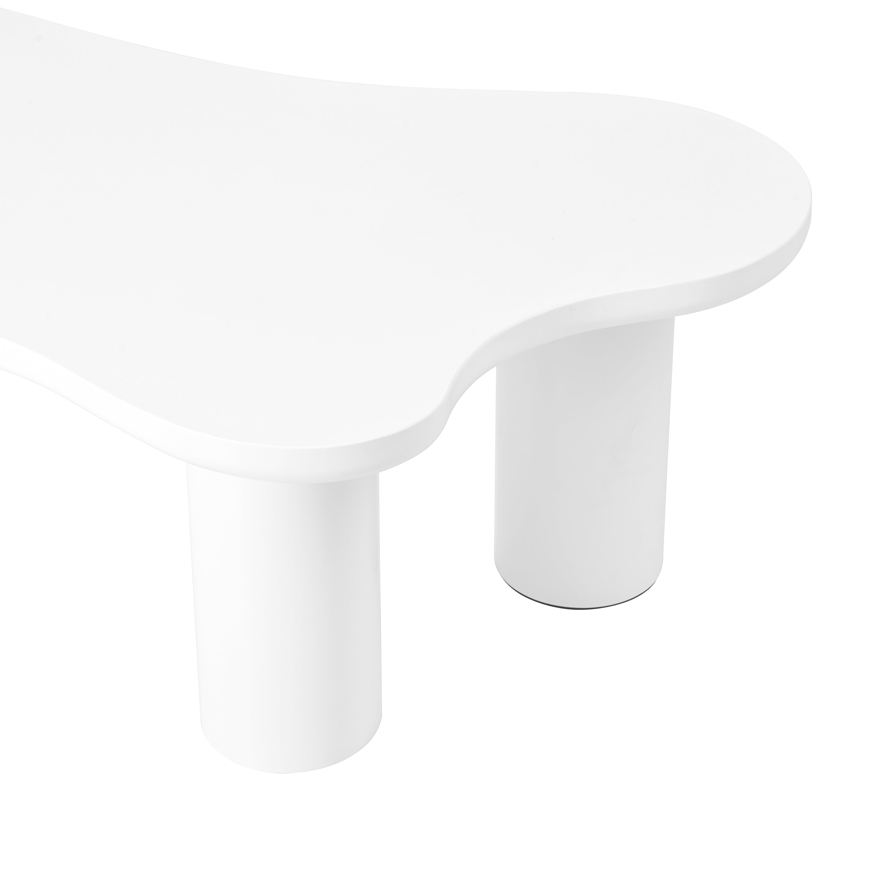 ON-TREND 44'' x 25.9'' Easy Assembly Cloud Coffee Table with 1.5'' Thick Tabletop, Cream Style Irregular End Table with 3 Sturdy Legs, Sleek Center Table with Round Edge for Living Room, White