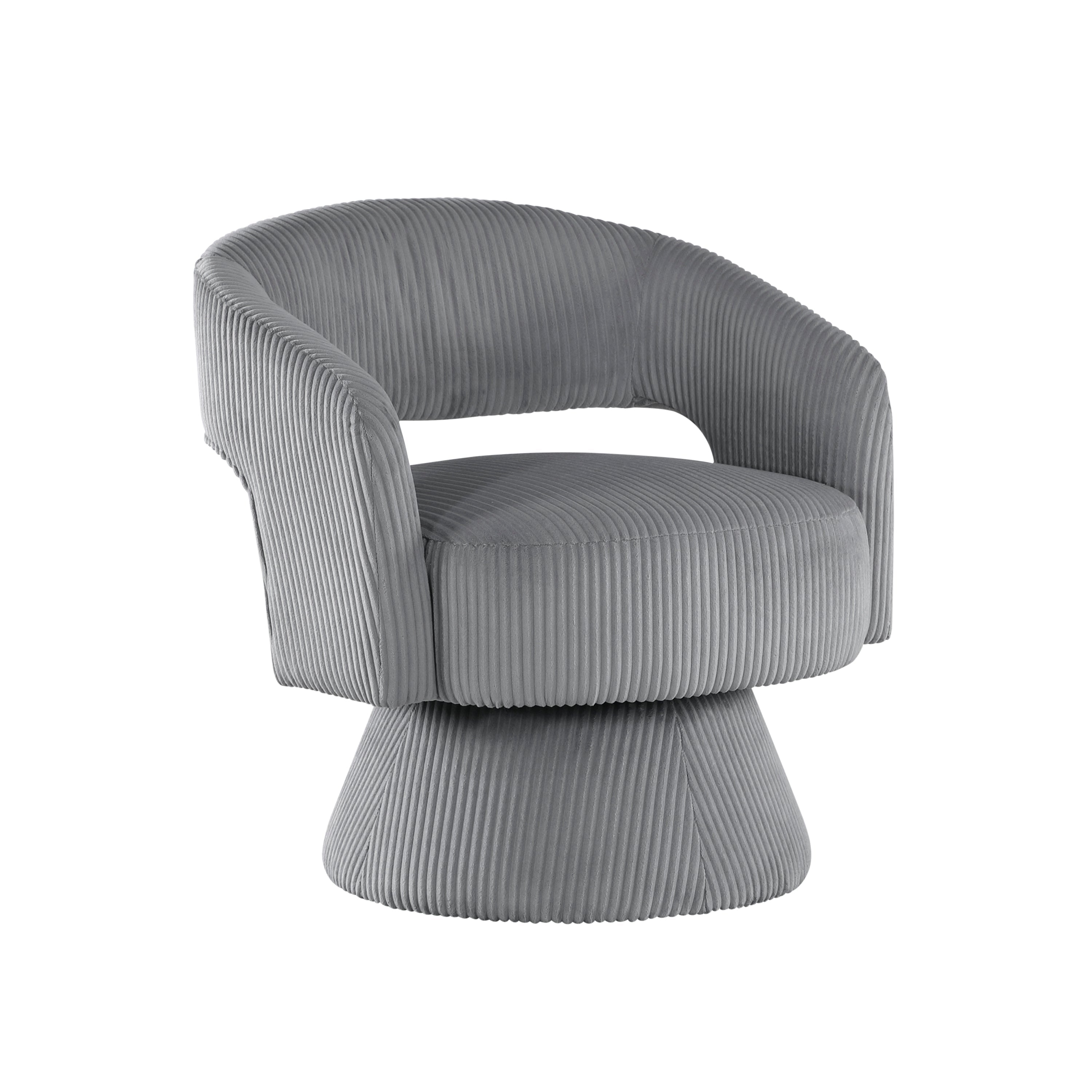 Modern Luxurious Swivel Accent Chair Dark Gray Soft Corduroy Upholstery Plush Seating Solid Wood Stylish Home Furniture 1pc