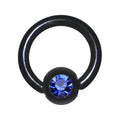 16G 1/4 Blue Gem Black Titanium BCR Captive Ring