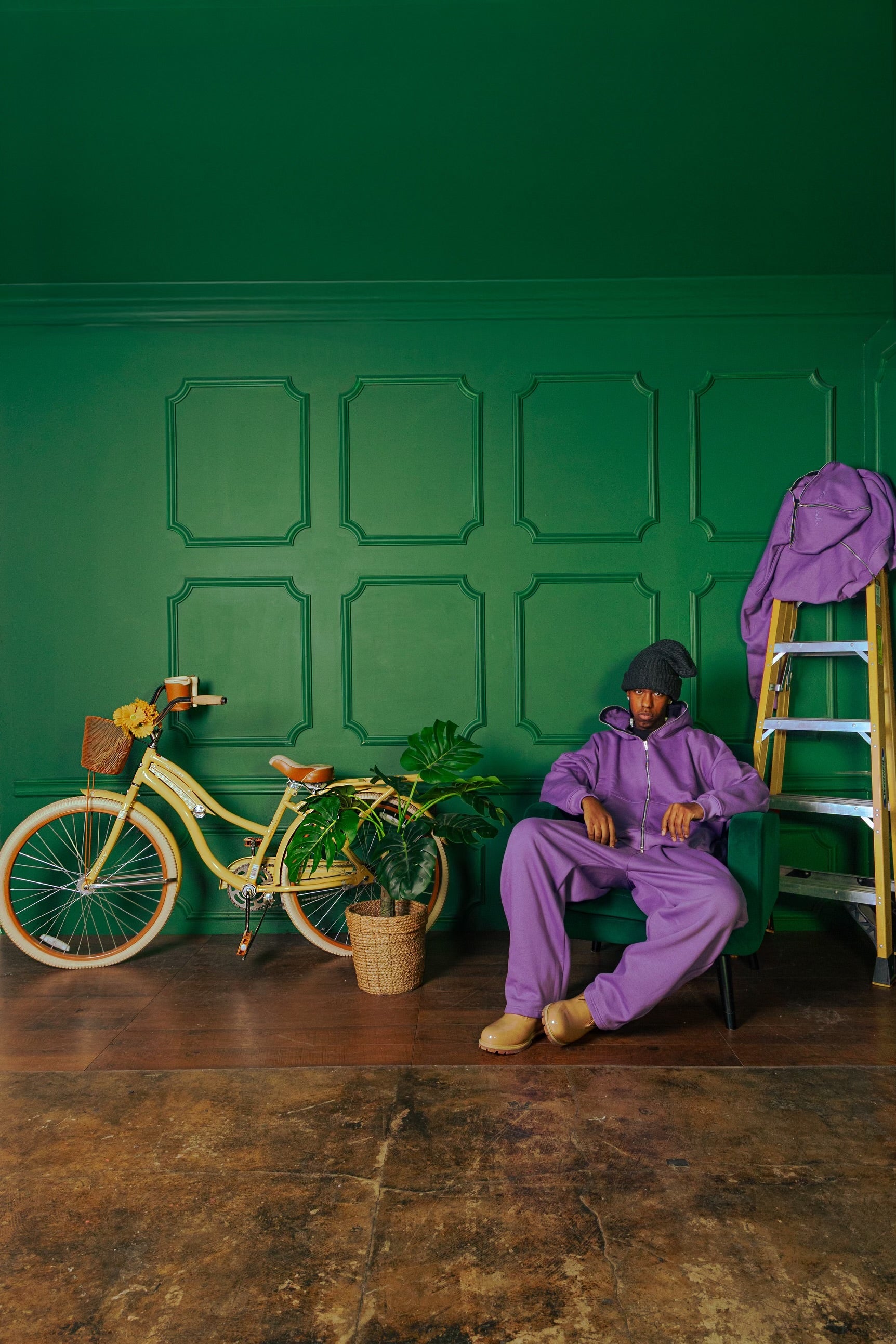 Purple Pleated Sweatpant