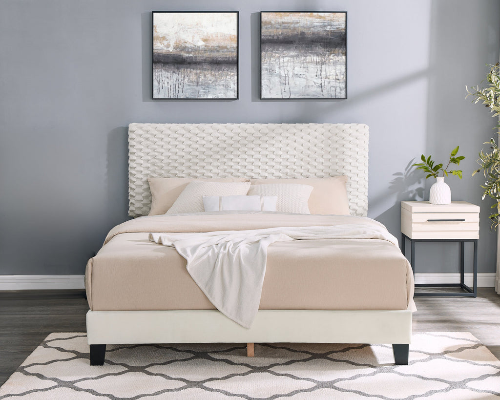Findlay 2-Piece Bedroom Set, Plush 3D Upholstered Bed with Nightstand, Queen