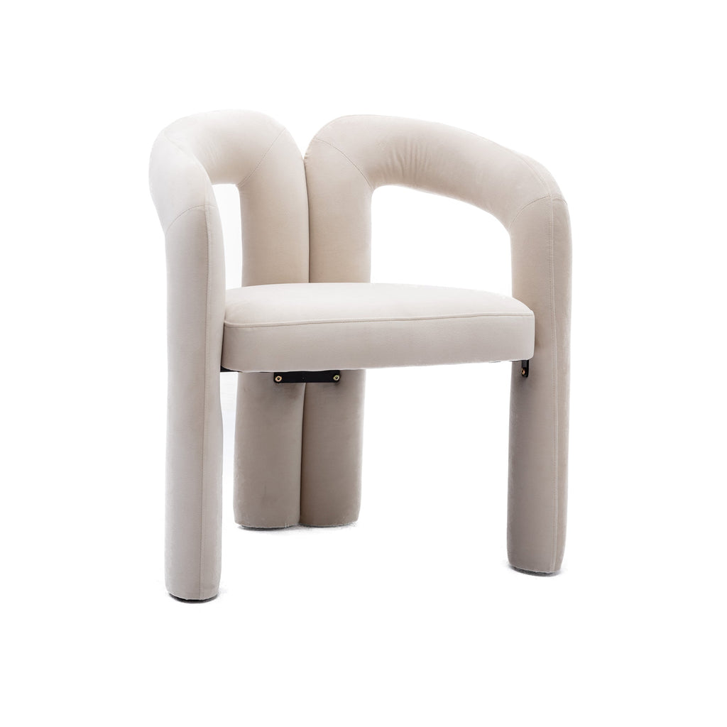 Contemporary Designed Velvet Fabric Upholstered Accent/Dining Chair /Barrel Side Chairs Kitchen Armchair for Living Room set of 2 (Beige Velvet)