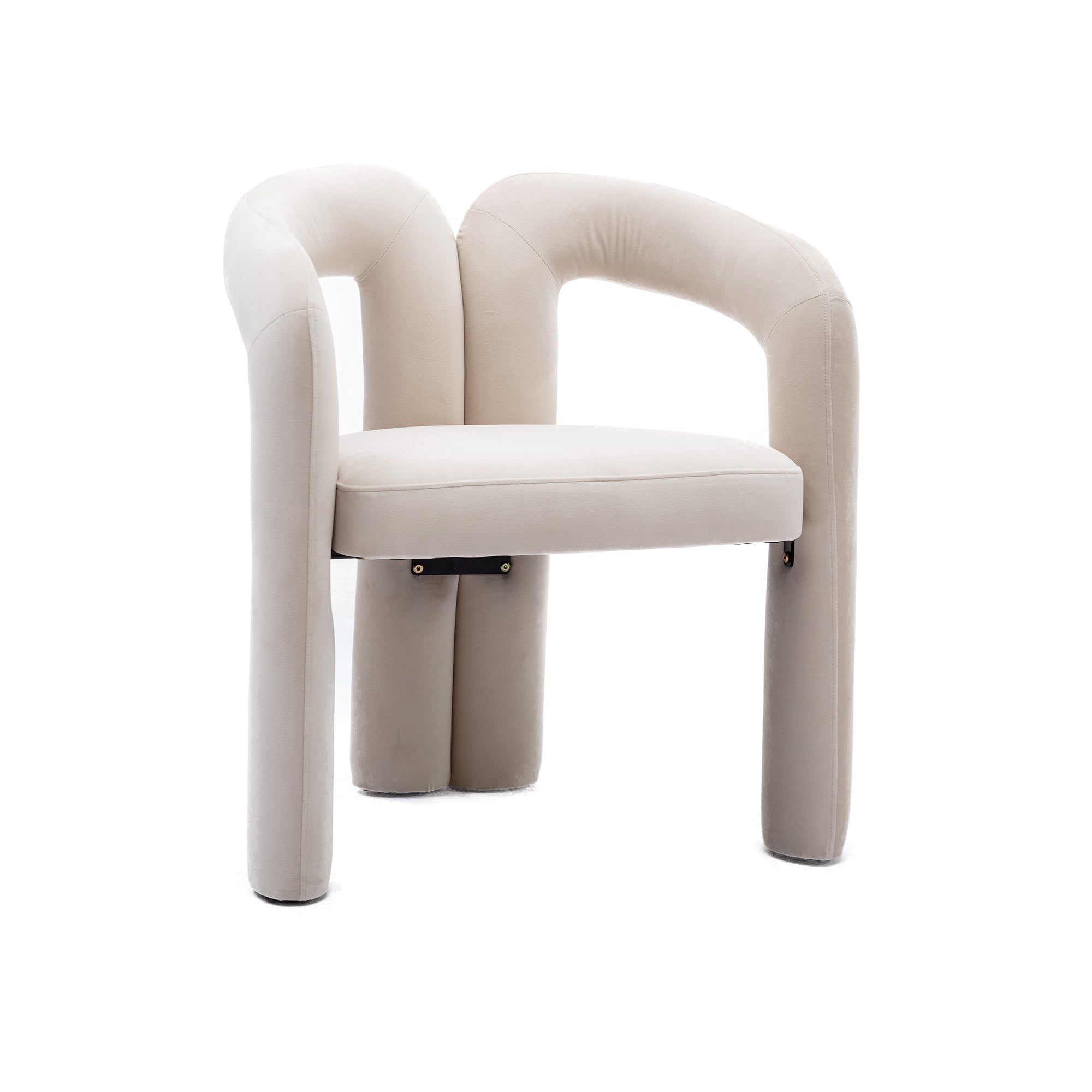 Contemporary Designed Velvet Fabric Upholstered Accent/Dining Chair /Barrel Side Chairs Kitchen Armchair for Living Room set of 2 (Beige Velvet)