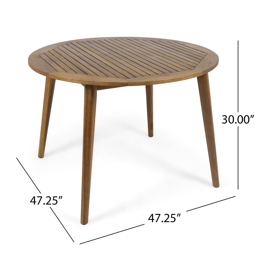 STAMFORD Modern Acacia Wood Dining Table with Straight Leg Base, Teak Finish, 47.25 Inches