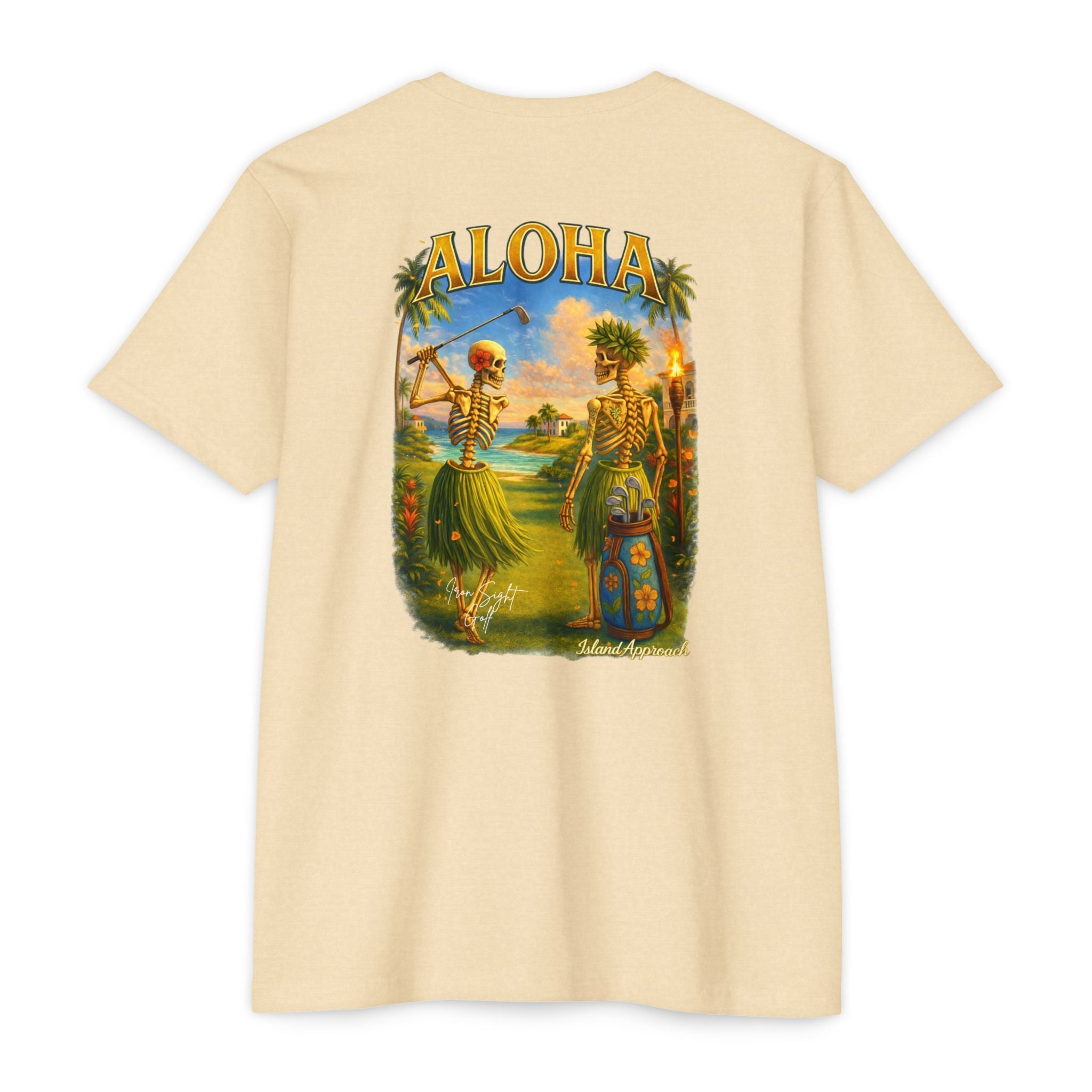 Aloha Island Skeleton Hawaiian Couple Golf T-Shirt