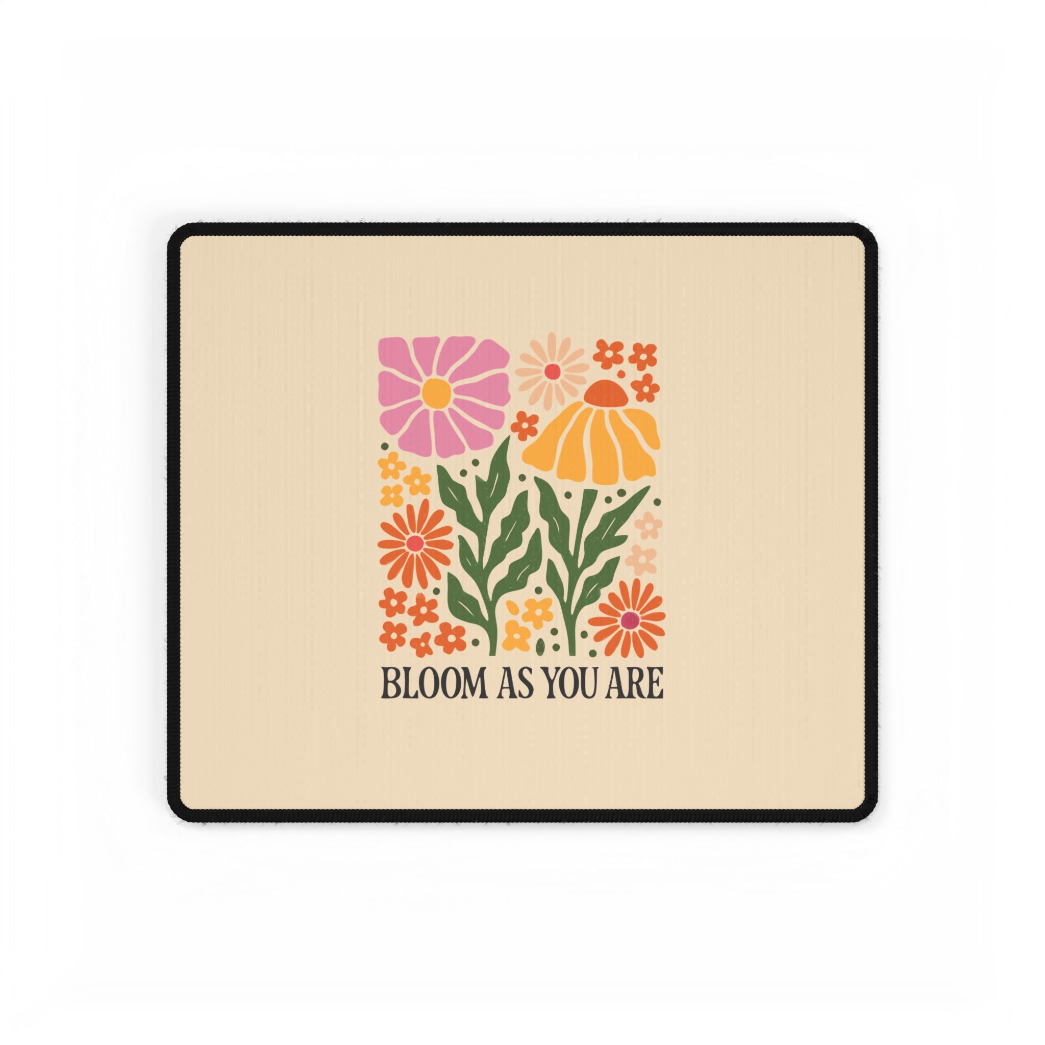 Bloom As You Are Floral Desk Mat | Earthy Botanical Mouse Pad for Cozy Workspaces