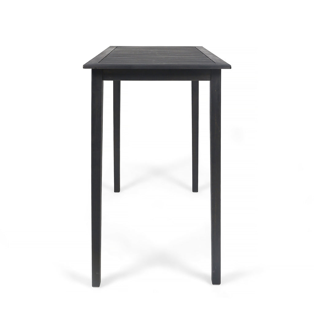 Outdoor Minimalist Acacia Wood Rectangle Bar Table - Dark Gray Finish 45x26 Inches