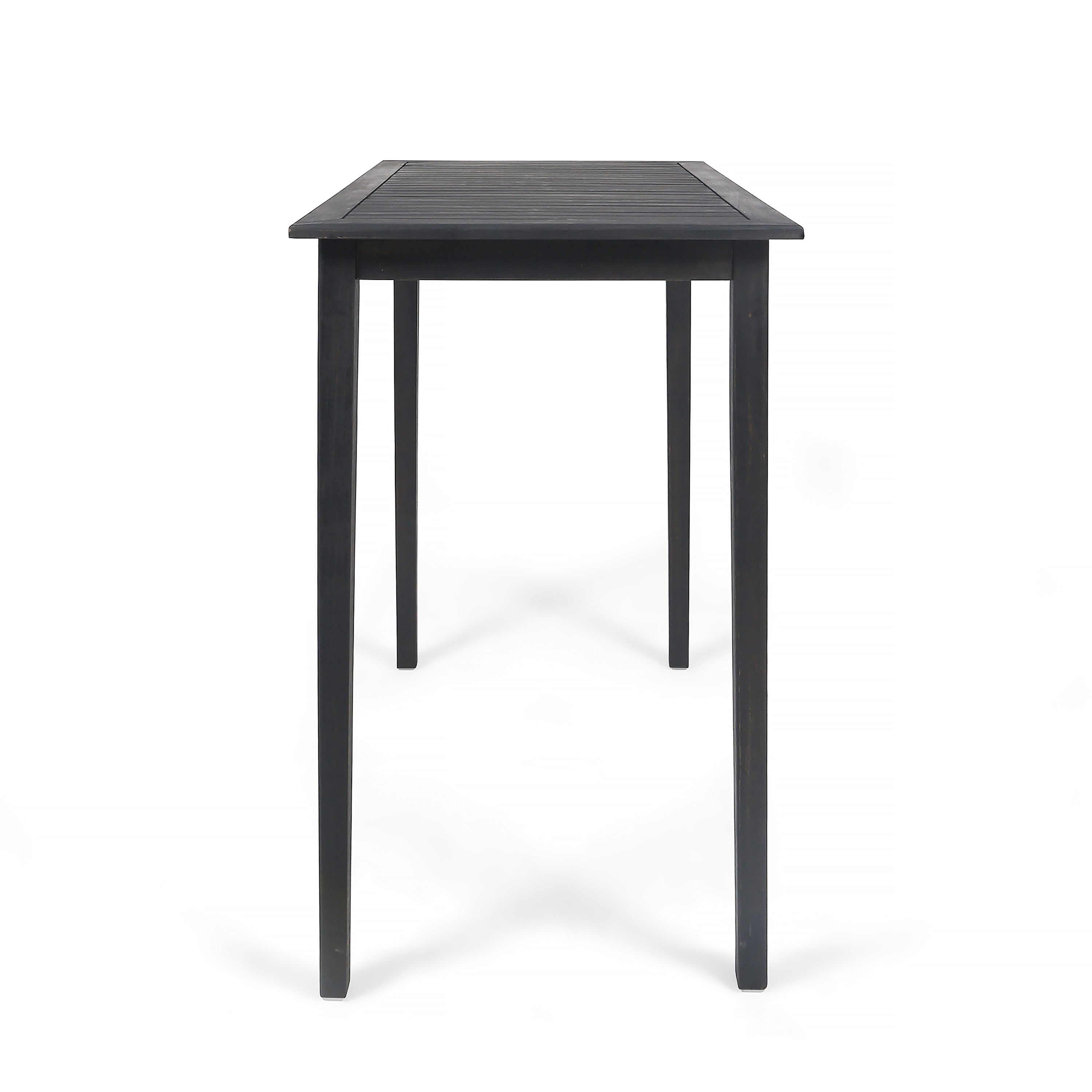 Outdoor Minimalist Acacia Wood Rectangle Bar Table - Dark Gray Finish 45x26 Inches