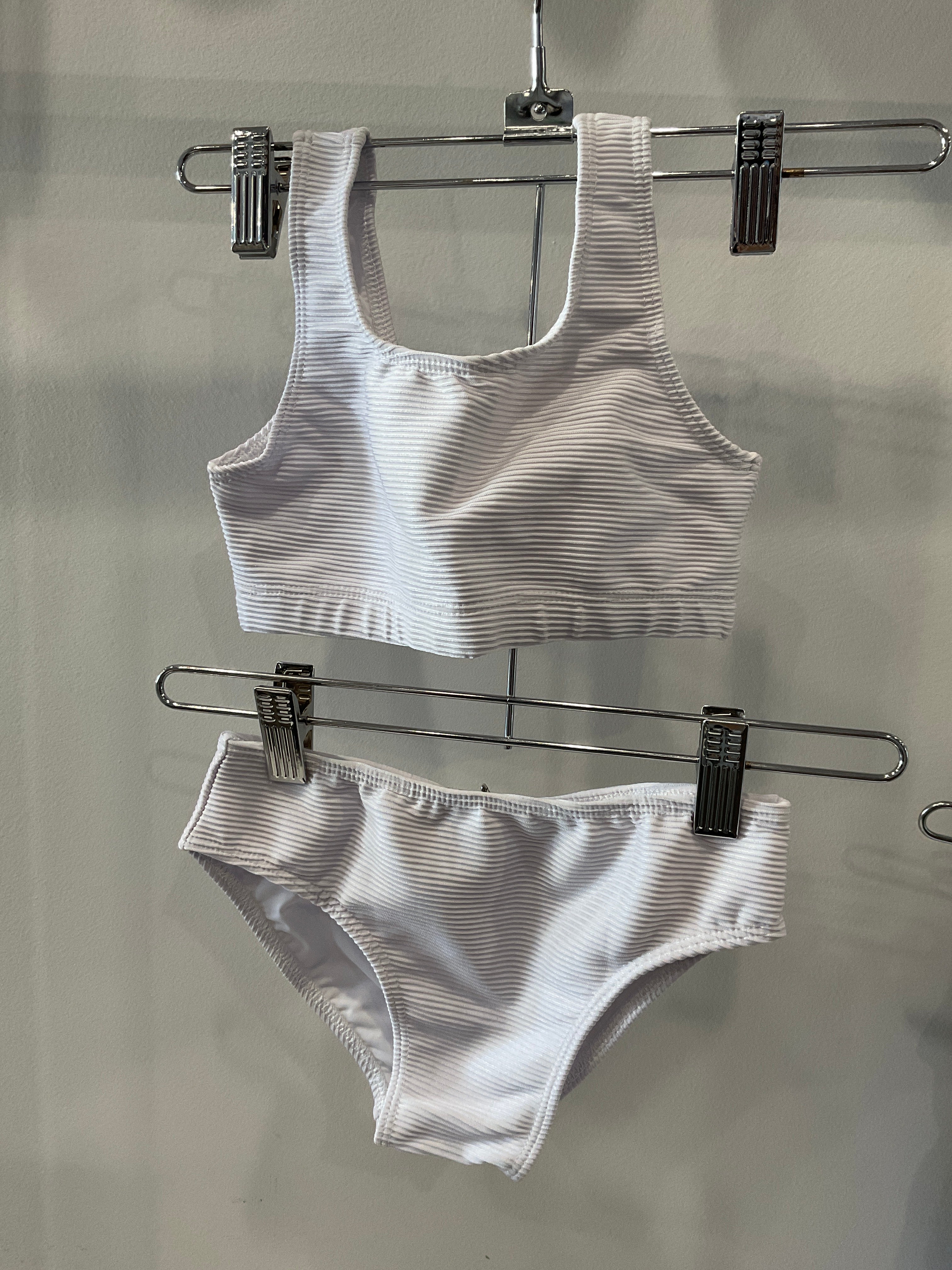 Planet Sea - 2 Pc White Ribbed Bikini