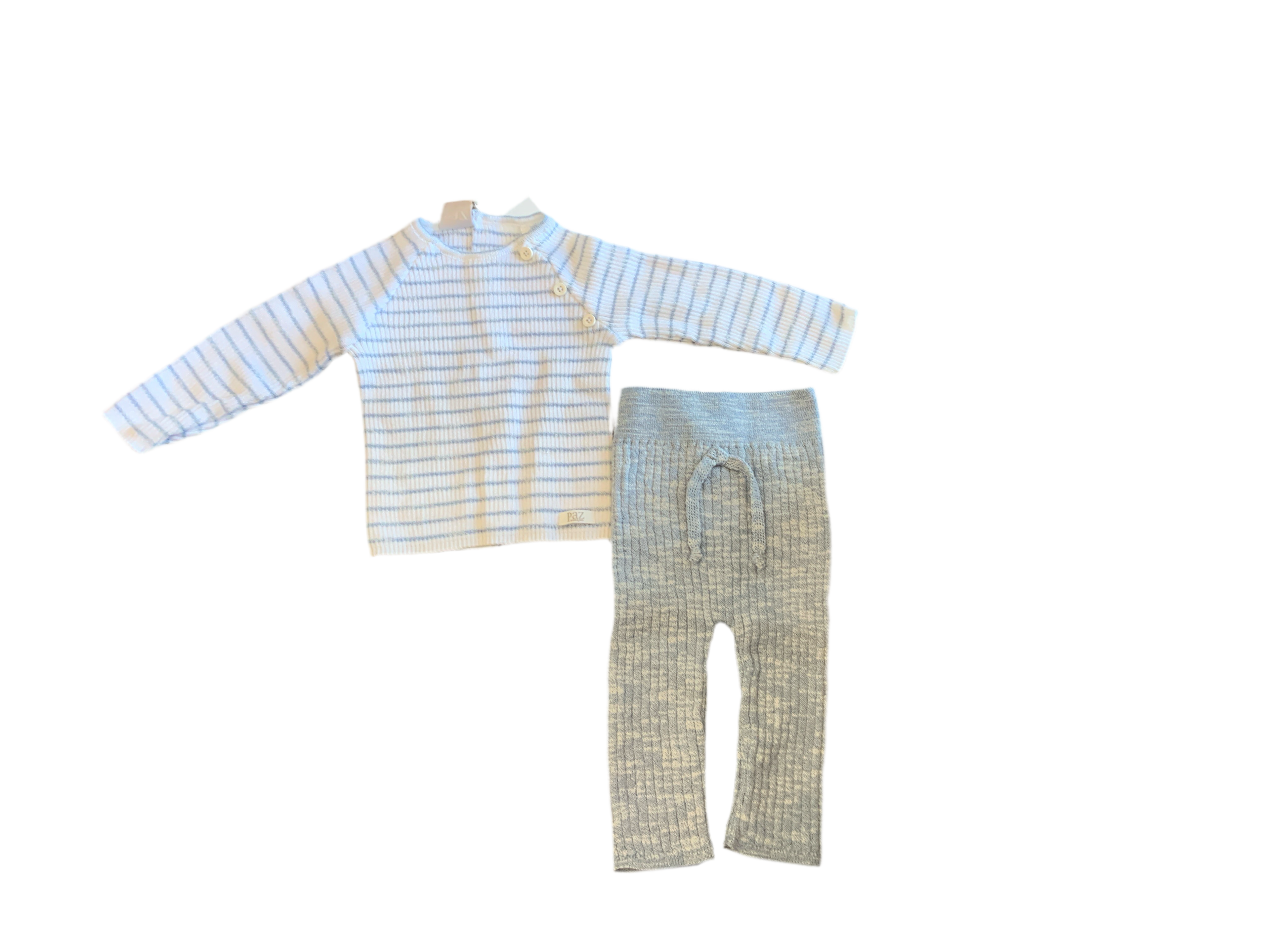 Paz white/sky blue knit set
