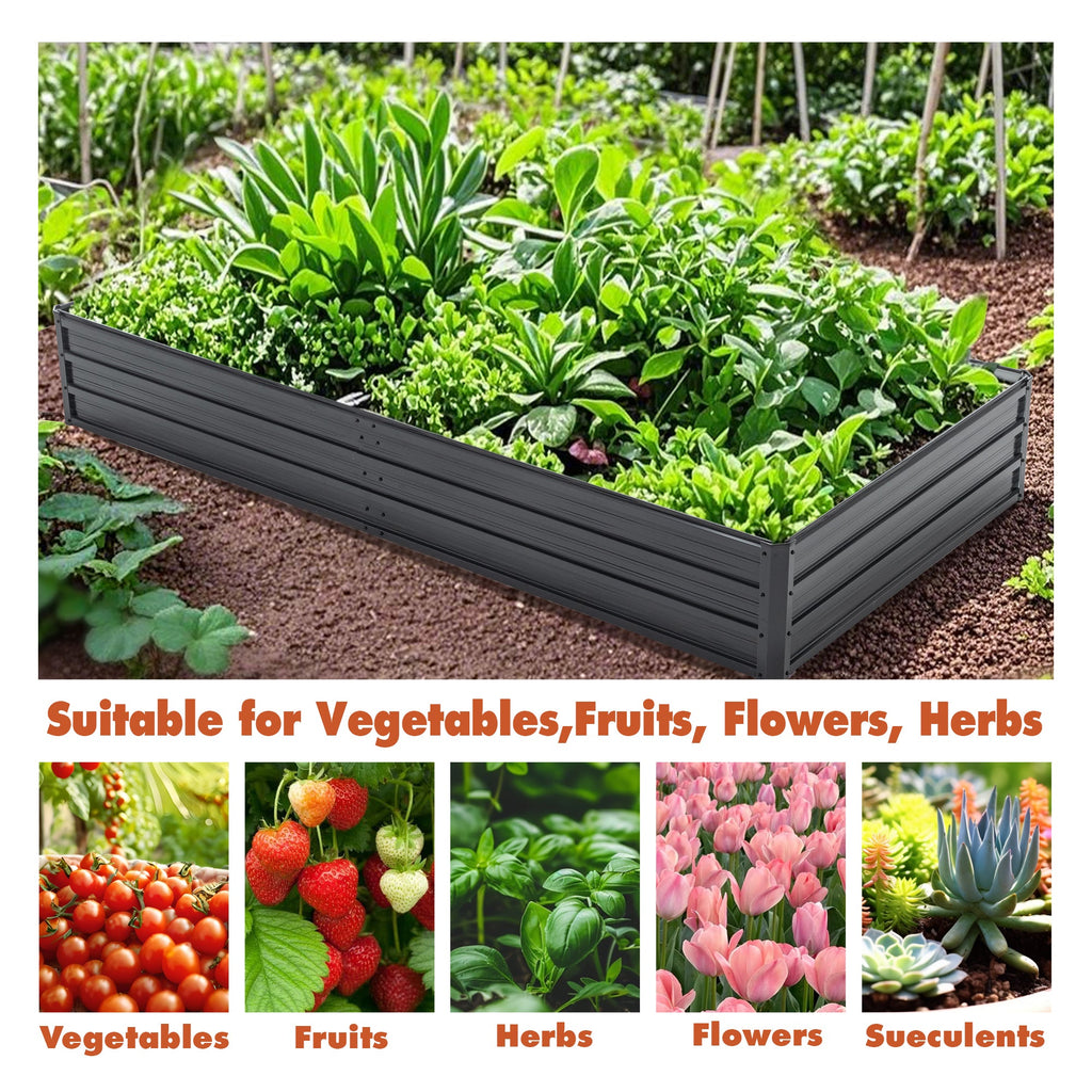 Galvanized Raised Garden Beds Outdoor // 8×4×1 ft Planter Raised Beds for Gardening, Vegetables, Flowers // Large Metal Garden Box
