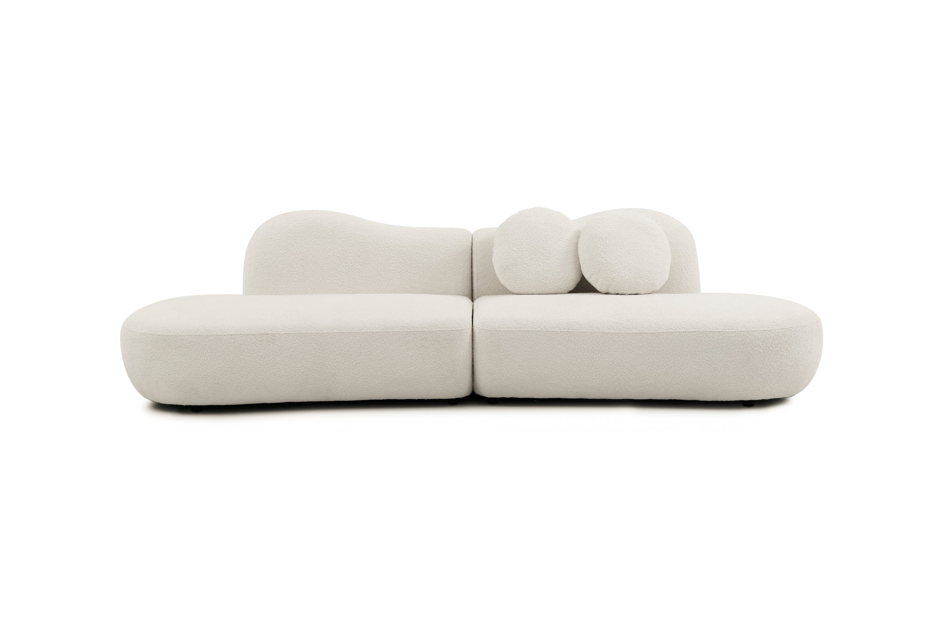 Modern Curved Modular Sofa, Suitable for Living Rooms and Bedrooms With Boucle 3-Seat Sofa, White Color, Curved Backrest, 2 Pillows, Easy to Assemble