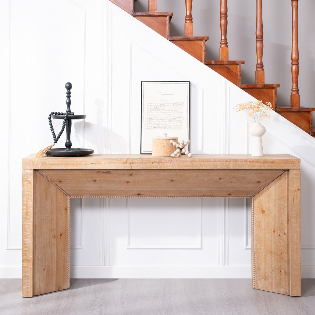 62' Modern Rustic Console Table – Solid-Look Engineered Wood Entryway Table