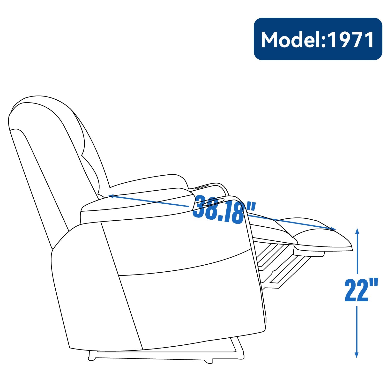 Lift Recliner Chair with Massage and Heat for Elderly, Overstuffed Wide Recliners, Heavy Duty Motion Mechanism with USB and Type C Ports, 2 Steel Cup Holders, Blue Grey