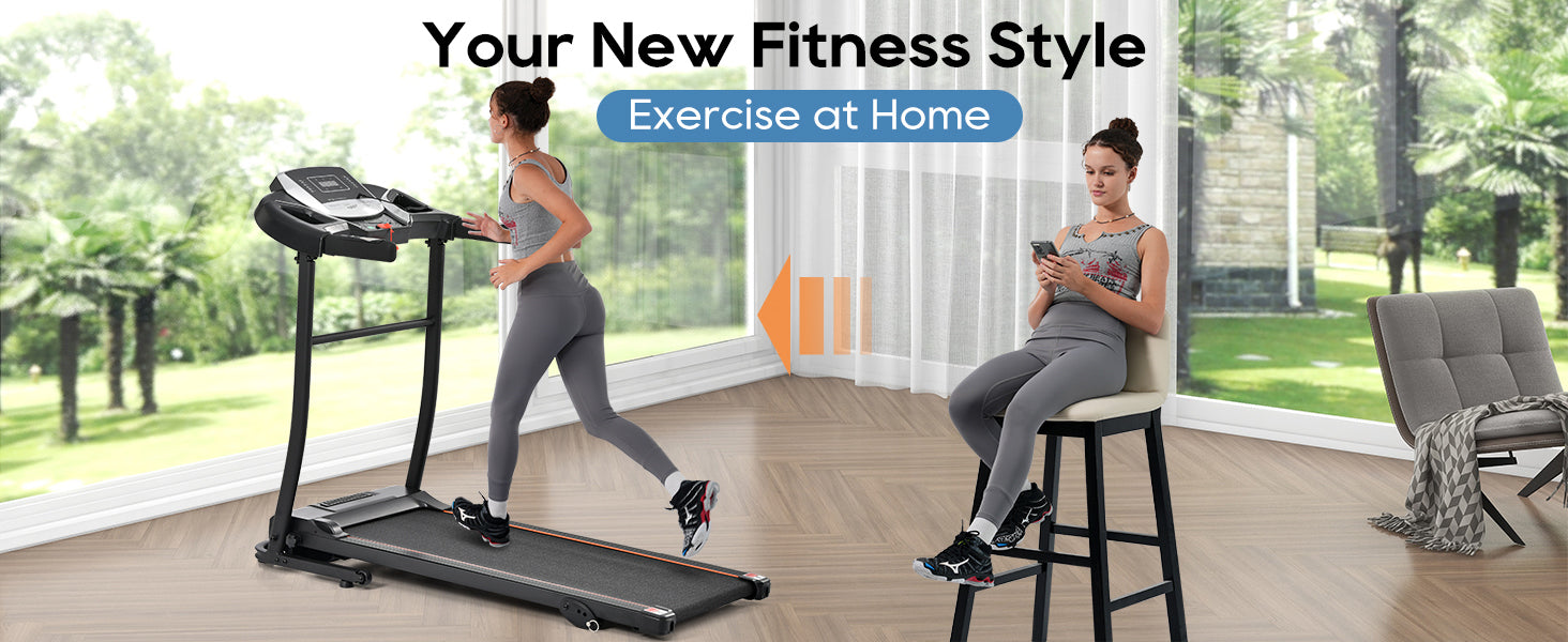 Treadmills for Home, Folding Treadmill with Incline and Heart Rate Sensor, 2.5HP Quiet Brushless with USB Charge Station, Small Space Portable Running Walking Machine, 300lbs Weight Capacity
