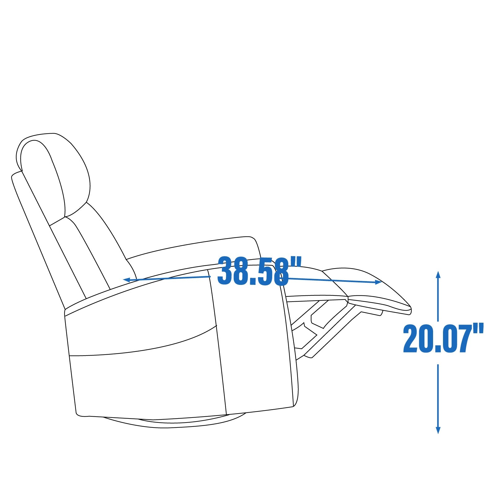 Heat Massage Manual Recliner Chair with Rocker and Swivel in Fabric for Living Room, Blue-Green