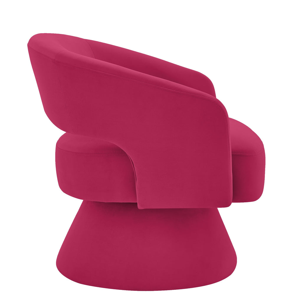 Modern Swivel Barrel Chair, Upholstered Velvet Round  Accent Chairs,360 Degree Comfy Swivel Chair with Open Backrest, Single Chair Armchair for Living Room Bedroom, Homerest, Rose Pink