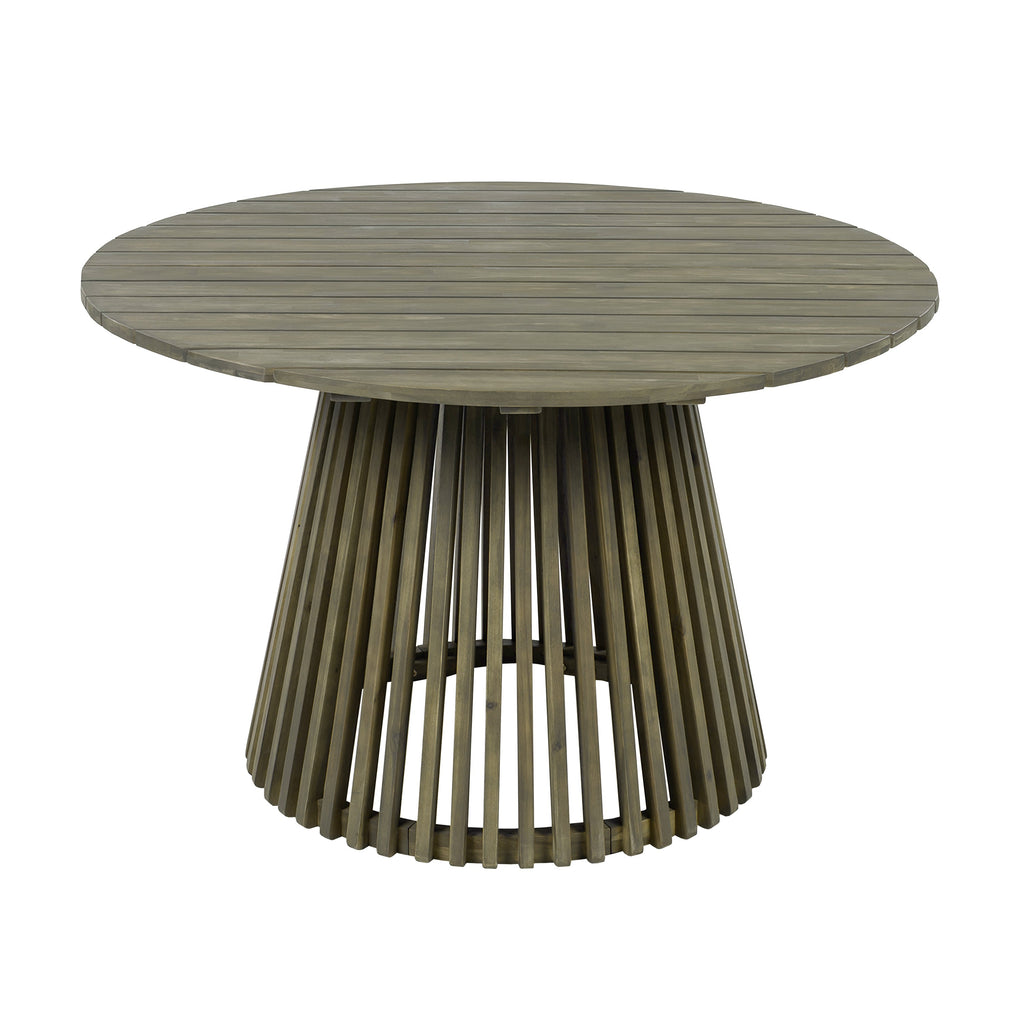 Outdoor Acacia Wood Patio Dining Table, 47.25-inch extra-large round dining table,for Backyard, Lawn, Balcony,Grey Finish