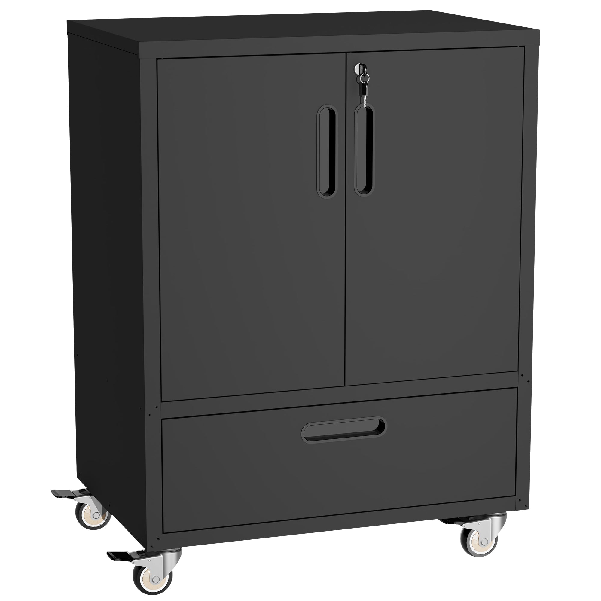 Tool Cart with Wheels, 40' H x 30' W x 20' D, Mobile Tool Cabinet with Lockable Casters & Drawer, Heavy-Duty Steel Storage Organizer for Garage, Workshop, Office - Easy 30-Min Assembly
