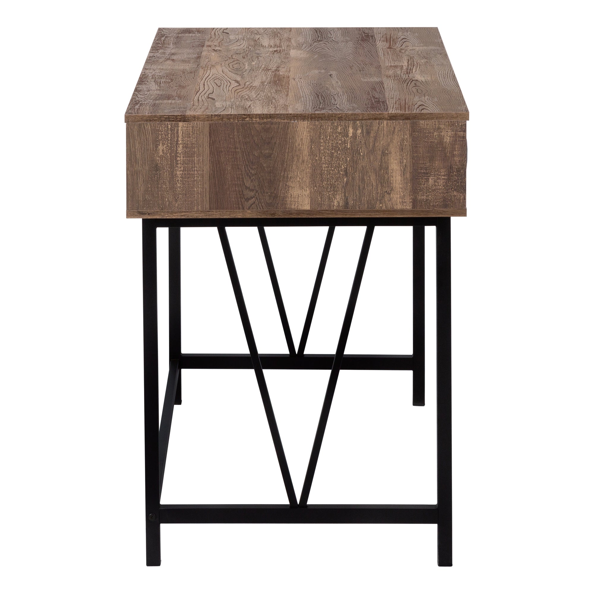 Computer Desk, Home Office, Laptop, Storage Drawers, 48'l, Work, Brown Laminate, Black Metal, Transitional