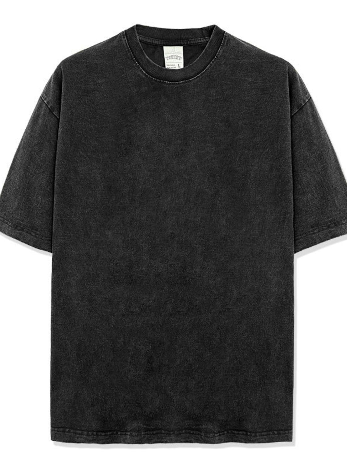 Round Neck Washed T-Shirt Plus Size