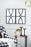 16" x 23" Rectangular  Wooden Wall Mirror with Antique Black Frame, Vertical or Horizontal Home Decor for Living Room, Set of 2