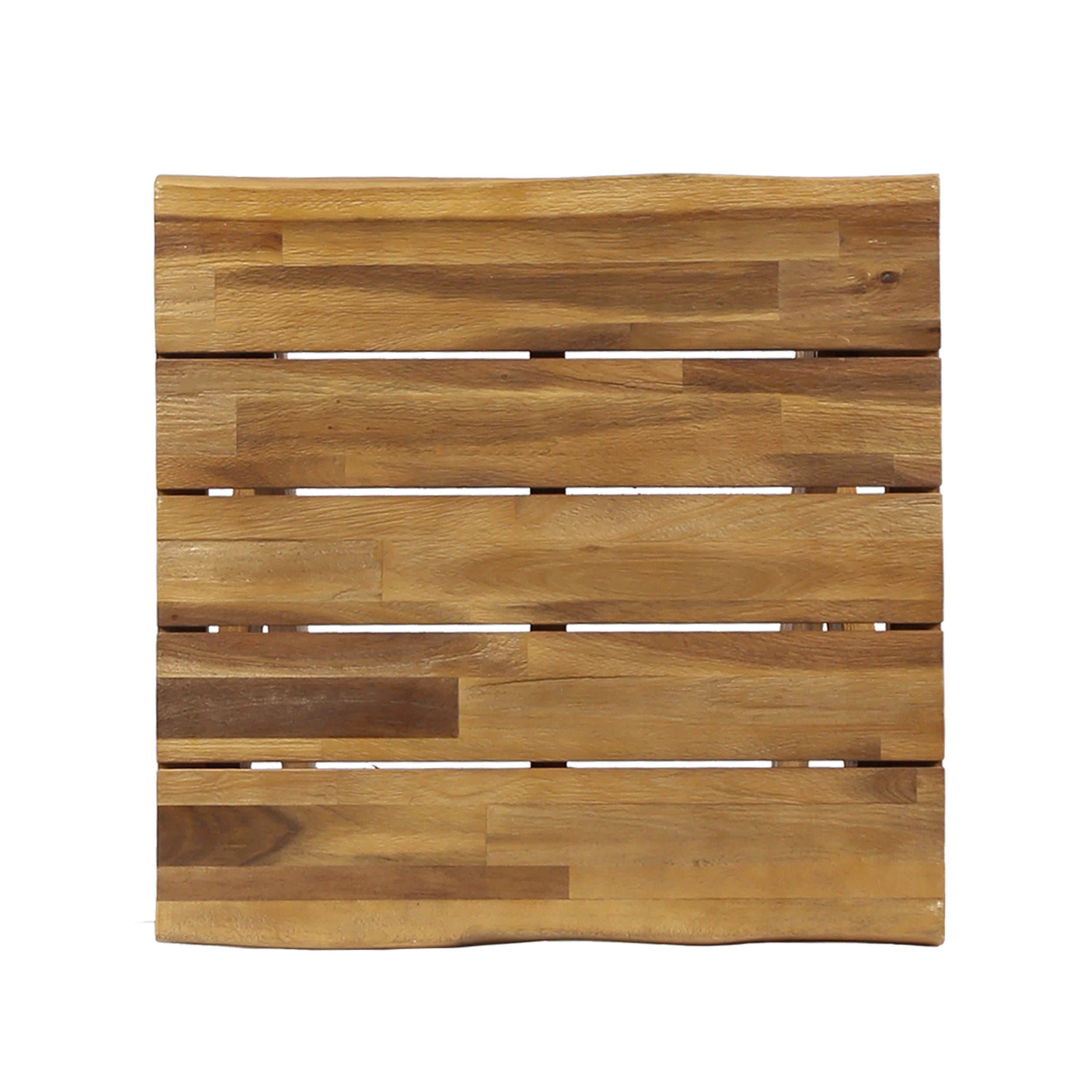 Passion Outdoor Side Table with Cross Base and Slatted Top, Teak