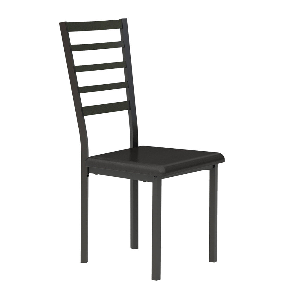 Black Finish 2-Piece Writing Desk Set with Chair Industrial Style Metal Frame Faux Leather Upholstery