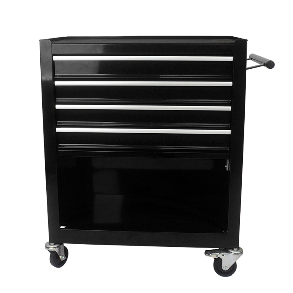 4 DRAWERS MULTIFUNCTIONAL TOOL CART WITH WHEELS-BLACK