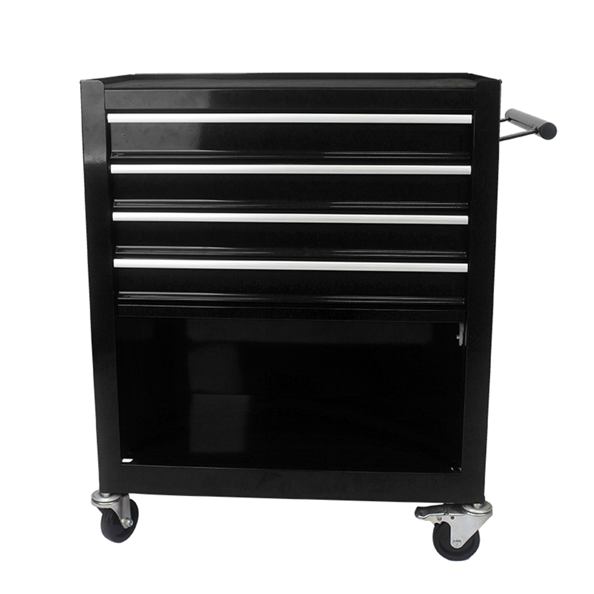4 DRAWERS MULTIFUNCTIONAL TOOL CART WITH WHEELS-BLACK