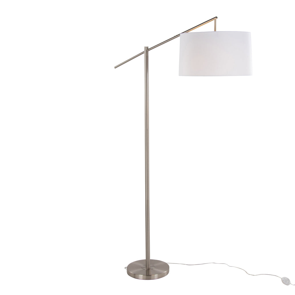 Casper 69' Contemporary Metal Floor Lamp in Brushed Nickel with Off-White Linen Shade from Grandview Gallery by LumiSource