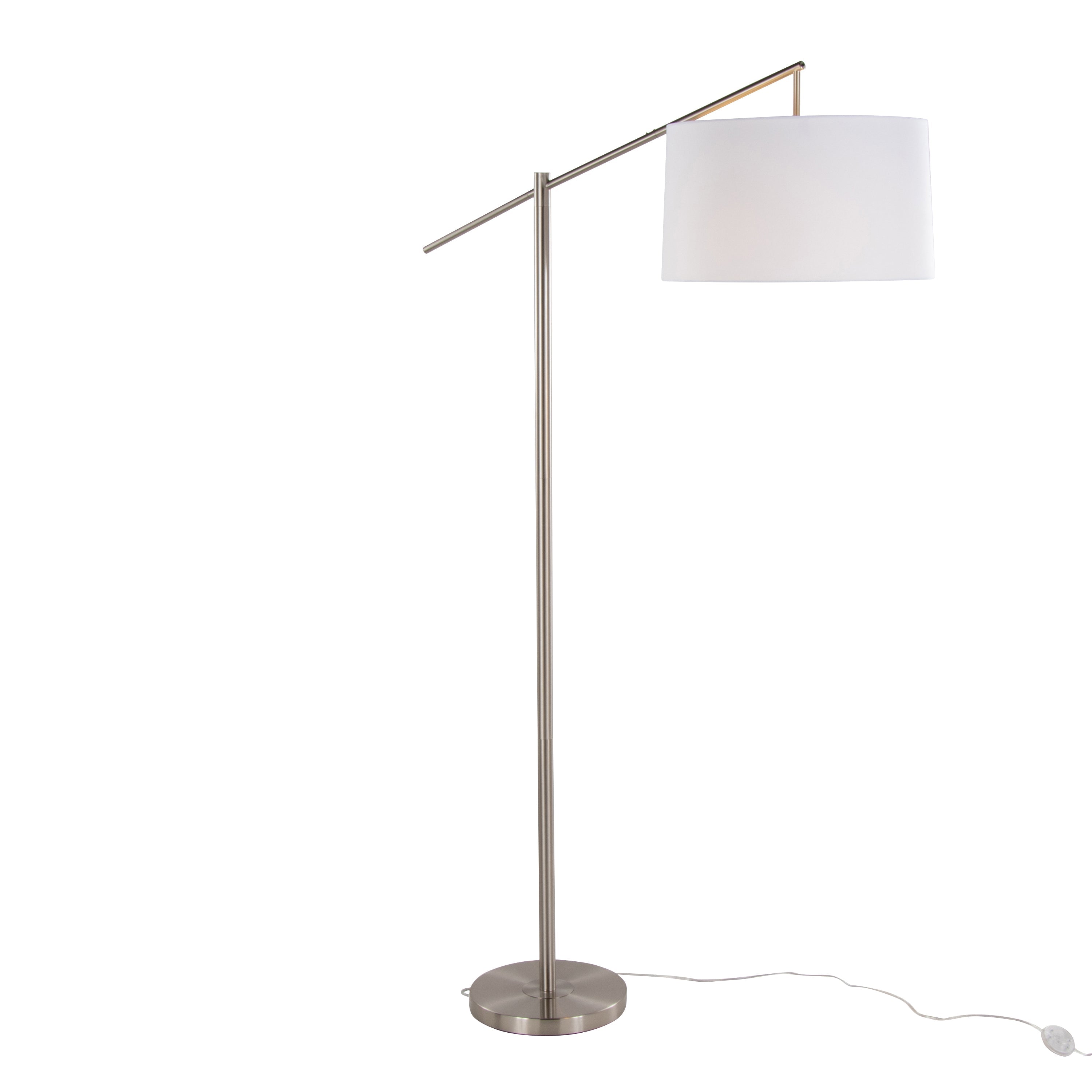 Casper 69' Contemporary Metal Floor Lamp in Brushed Nickel with Off-White Linen Shade from Grandview Gallery by LumiSource