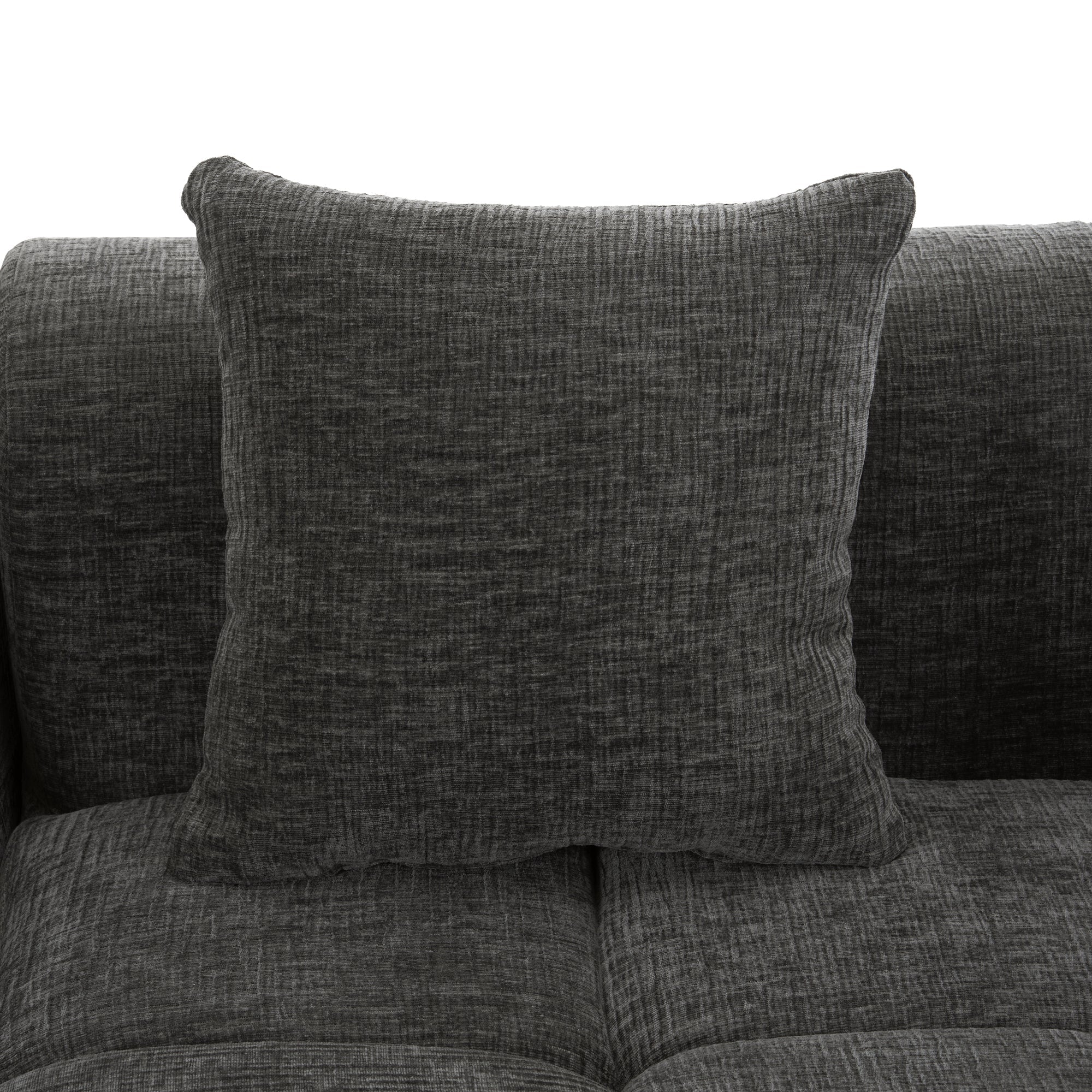 Modern Grey Modular Sectional Sofa with Deep Seating and Side Pockets in Chenille Fabric