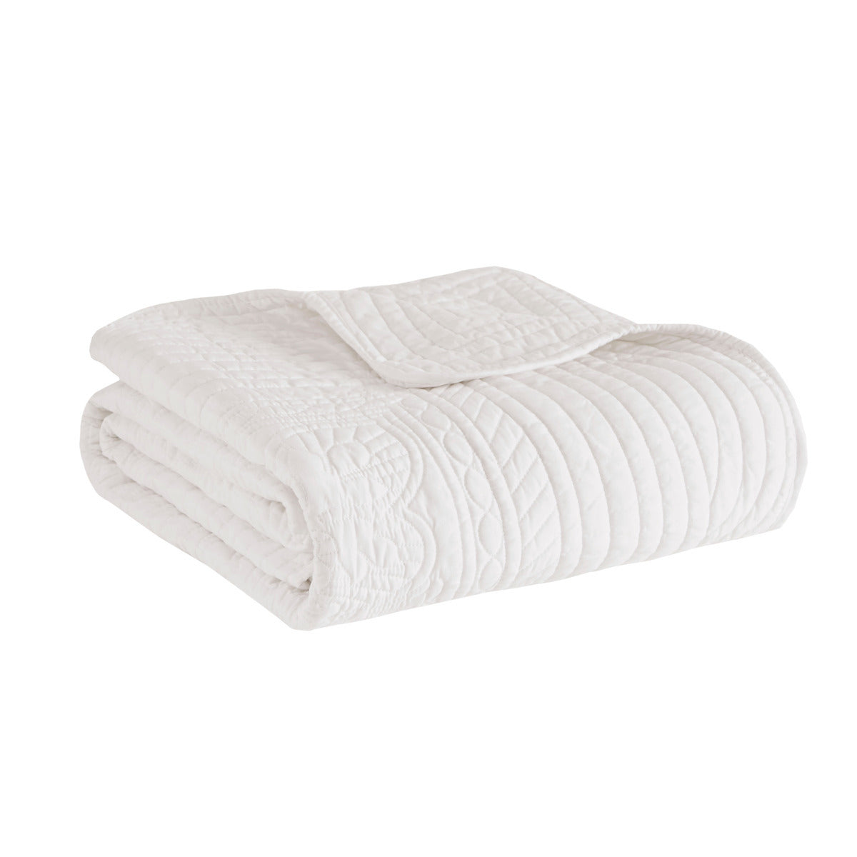 Oversized Quilted Throw with Scalloped Edges White 60x72'