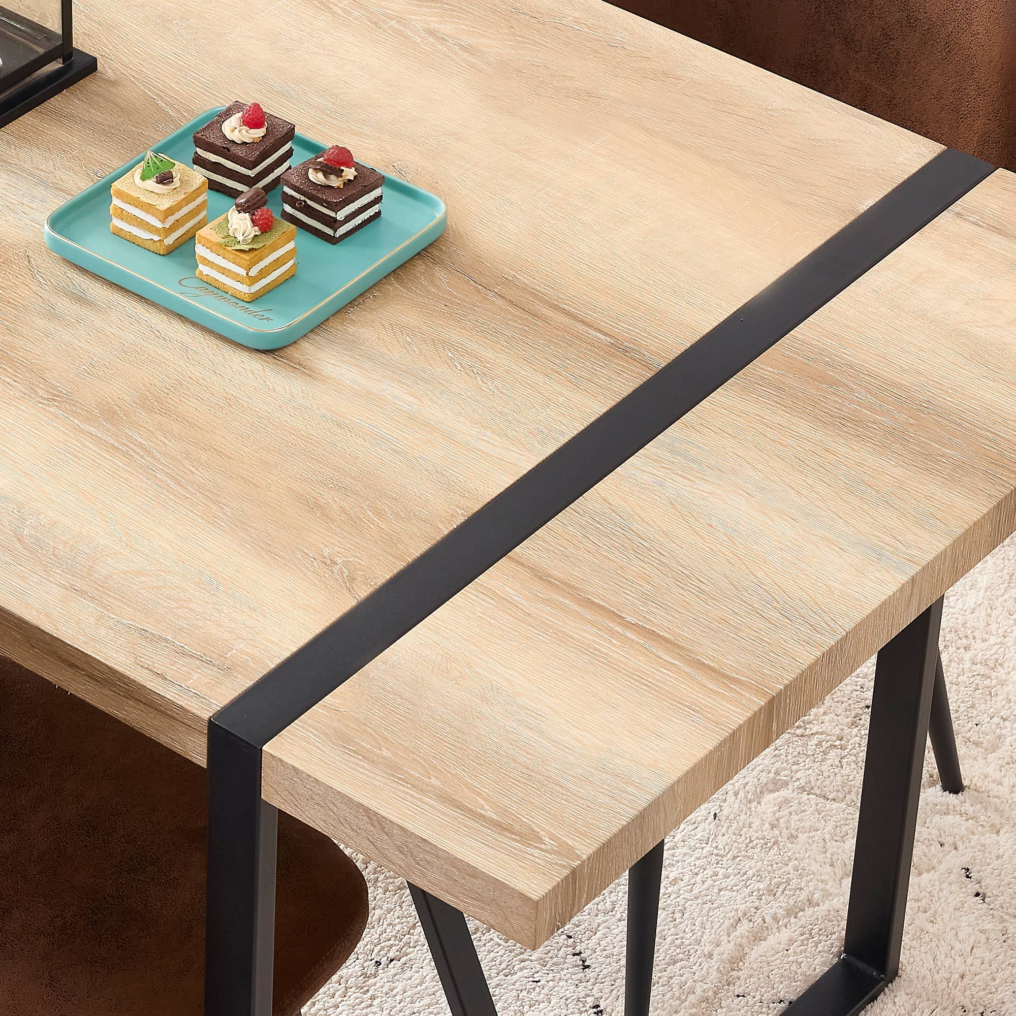 Rustic Industrial Rectangular Wood Dining Table For 4-6 Person, With 1.5' Thick Engineered Wood color Tabletop and Black Metal Legs,Desk For Kitchen Dining Living Room, 55.1' x 31.4'x 29.9'1529W115172