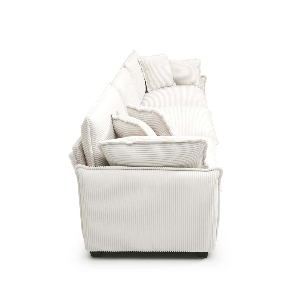 Modern Living Room Sofa 3 Pieces Set, Two 2-Seater Sofas and One 3-Seater Sofas, Upholstery Large Deep Seat Sofa with sofat Cushion and Pillowss, Beige Corduroy