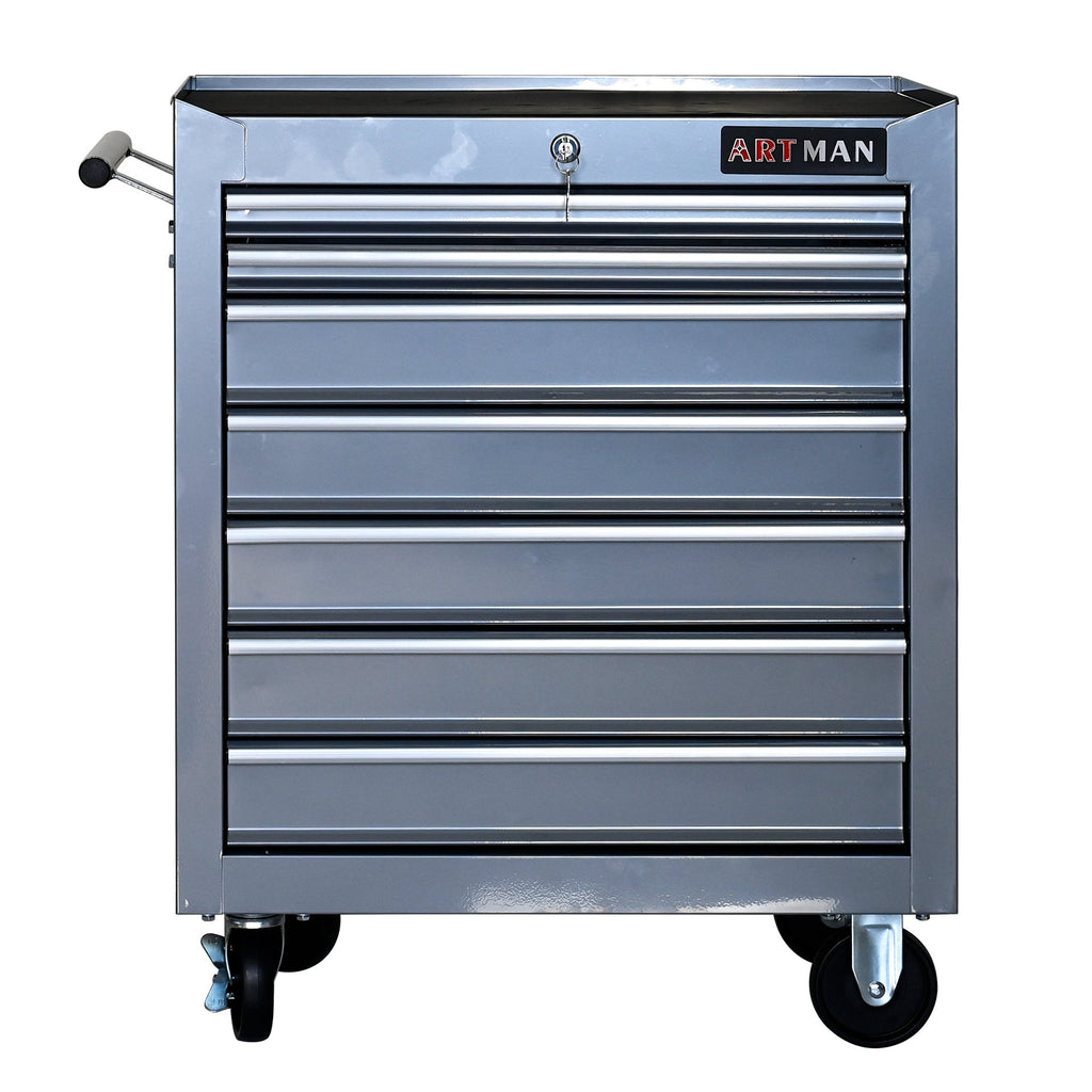 7 DRAWERS MULTIFUNCTIONAL TOOL CART WITH WHEELS-SLIVER