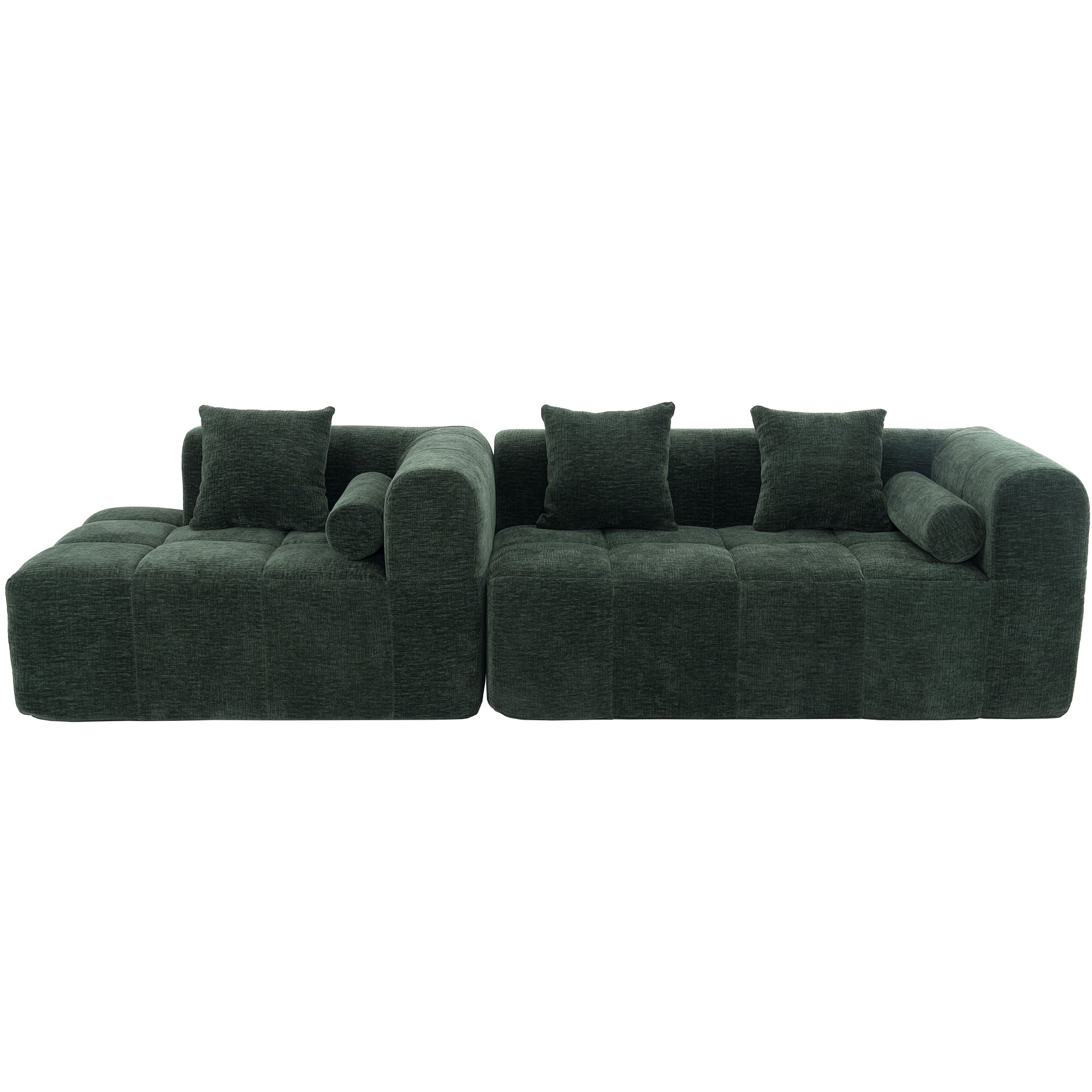 Modern Modular Sectional Sofa with Deep Seating, Green Chenille Fabric, 101.2'